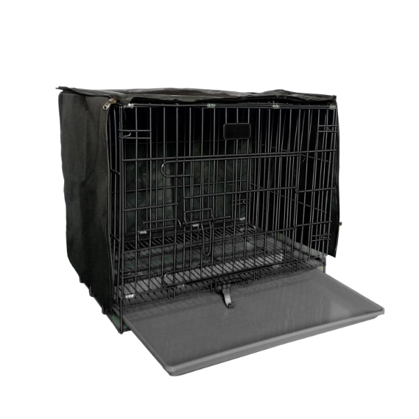 Jainsons Pet Products 18-Inch Foldable Dog Cage – Metal Crate Kennel with Removable Tray & Waterproof Cover for Small Dogs, Cats & Rabbits (Black) - Image 3
