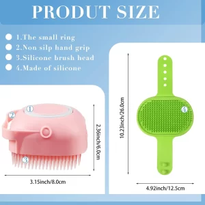 5-in-1 Self-Cleaning Pet Grooming Set – Slicker Brush with Soap Dispenser, Silicone Bath Brush & Stainless Steel Comb for Dogs & Cats (All Hair Types)