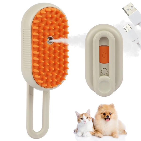 PRANIJ Electric Pet Grooming Brush – 4-in-1 Cat & Dog Steam Comb with Spray Mist, Hair Removal, Massage & Cleaning for Long and Short Fur