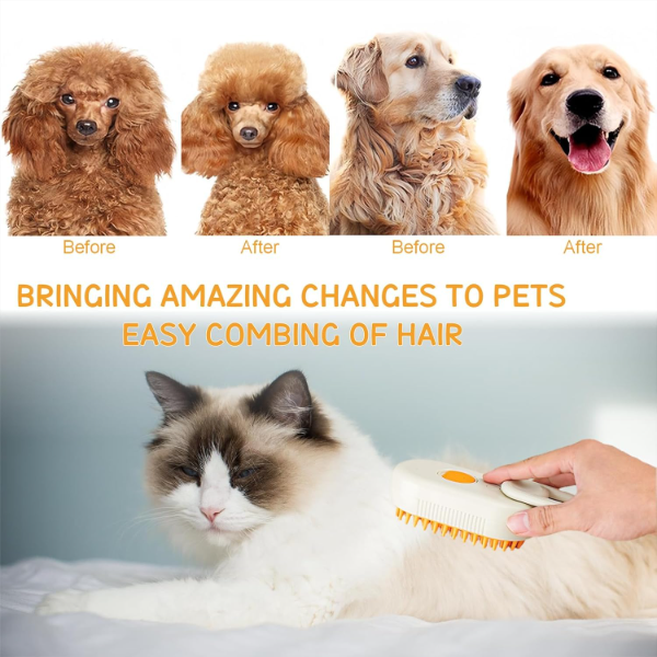 PRANIJ Electric Pet Grooming Brush – 4-in-1 Cat & Dog Steam Comb with Spray Mist, Hair Removal, Massage & Cleaning for Long and Short Fur - Image 4