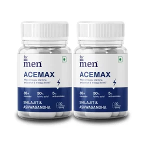 ForMen Acemax Capsules for Men – Shilajit & Ashwagandha Ayurvedic Wellness Supplement (30 Capsules, Pack of 2)