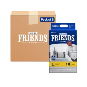 Friends Premium Adult Disposable Underpads 60x90 cm | 60 Large Leak-Proof Bed Pads | Super Absorbent Gel Lock Technology | Soft & Anti-Bacterial