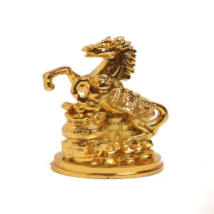 The Spiritual Living Feng Shui Gold Horse Statue – Uplifted Legs Wealth & Power Showpiece for Home Décor, Vastu & Positive Energy (4 Inch)