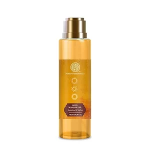 Forest Essentials Luxury Body Massage Oil – Sandalwood & Saffron | Ayurvedic Skin-Nourishing & Glow-Boosting Body Care | Calming Aromatherapy Oil | 200ml