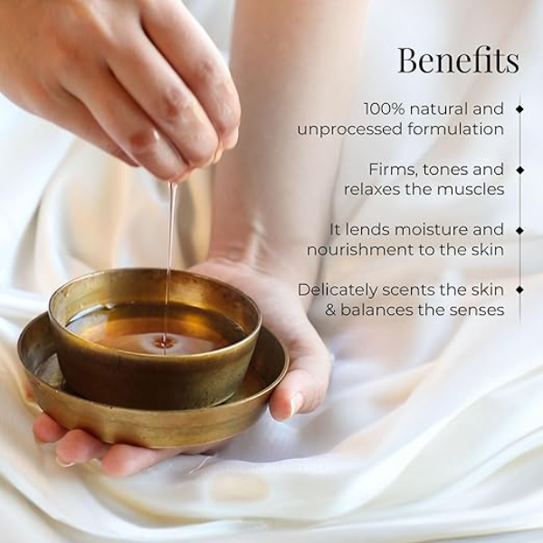 Forest Essentials Luxury Body Massage Oil – Sandalwood & Saffron | Ayurvedic Skin-Nourishing & Glow-Boosting Body Care | Calming Aromatherapy Oil | 200ml - Image 2