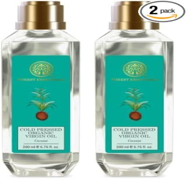 Forest Essentials Twin Pack: Cold Pressed Virgin Coconut Oil | Premium Organic Hair Conditioning & Skin Nourishing Set | 100% Natural, Hexane-Free & Vegan | Authentic Ayurvedic Quality