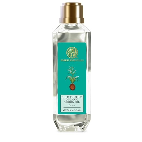 Forest Essentials Organic Virgin Coconut Oil – 100% Pure Cold Pressed Oil for Hair & Body | Raw, Unrefined & Extra Virgin Ayurvedic Moisturizer | Non-GMO & Sulfate-Free | 200ml