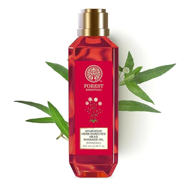 Forest Essentials Bhringraj Head Massage Oil – Intensive Ayurvedic Hair Growth Treatment | Anti-Hair Fall & Root Strengthening Formula | Natural Scalp Care for Dandruff & Shine | 200ml