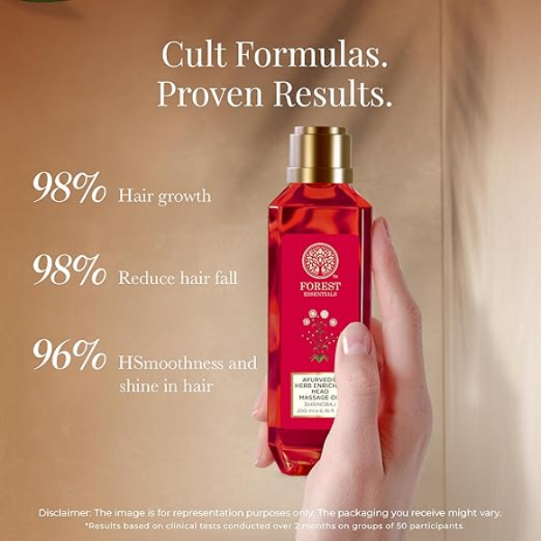 Forest Essentials Bhringraj Head Massage Oil – Intensive Ayurvedic Hair Growth Treatment | Anti-Hair Fall & Root Strengthening Formula | Natural Scalp Care for Dandruff & Shine | 200ml - Image 3