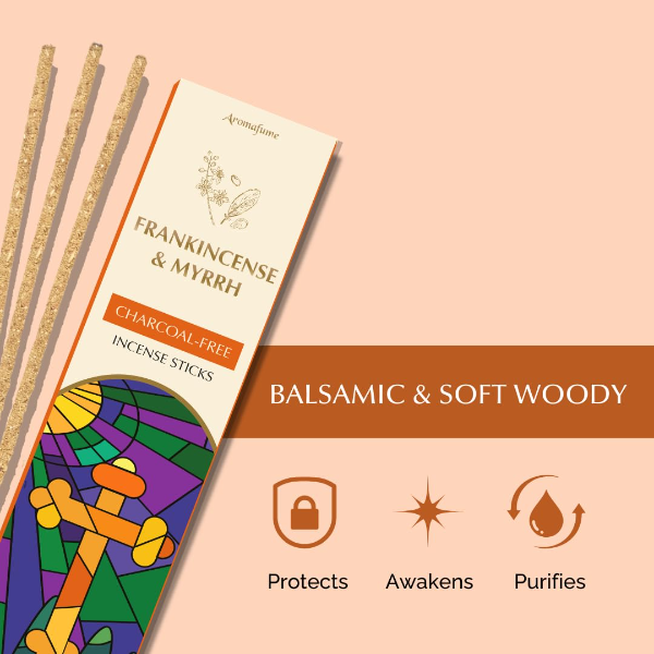 Frankincense & Myrrh Luxury Incense Sticks by Aromafume – 30 Charcoal-Free Loban Agarbatti for Home, Prayer, Meditation & Spiritual Aromatherapy - Image 2