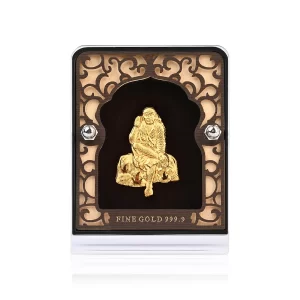 Pure 24K Gold Foil Sai Baba Tabletop Frame with Clear Protective Case – Spiritual Devotional Desk Decor for Home & Office | Auspicious Gift for Pooja, Festive & Religious Occasions