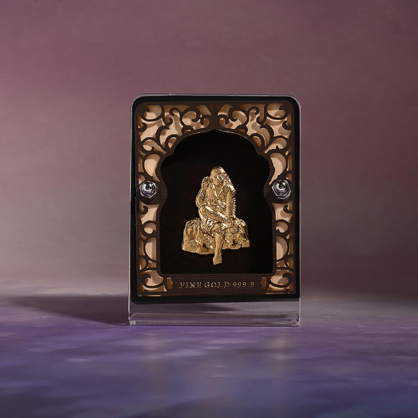 Pure 24K Gold Foil Sai Baba Tabletop Frame with Clear Protective Case – Spiritual Devotional Desk Decor for Home & Office | Auspicious Gift for Pooja, Festive & Religious Occasions - Image 2