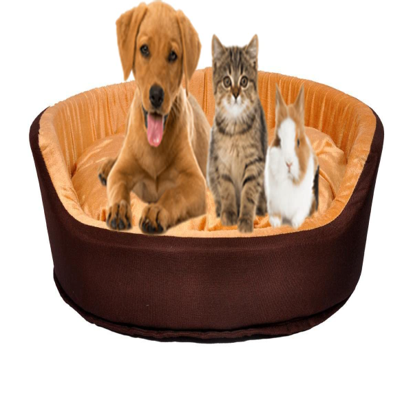 Reversible Ultra Soft Velvet Pet Sofa Bed – Luxury Dog & Cat Bed for Puppies, Rabbits & Small Pets (Golden Brown)