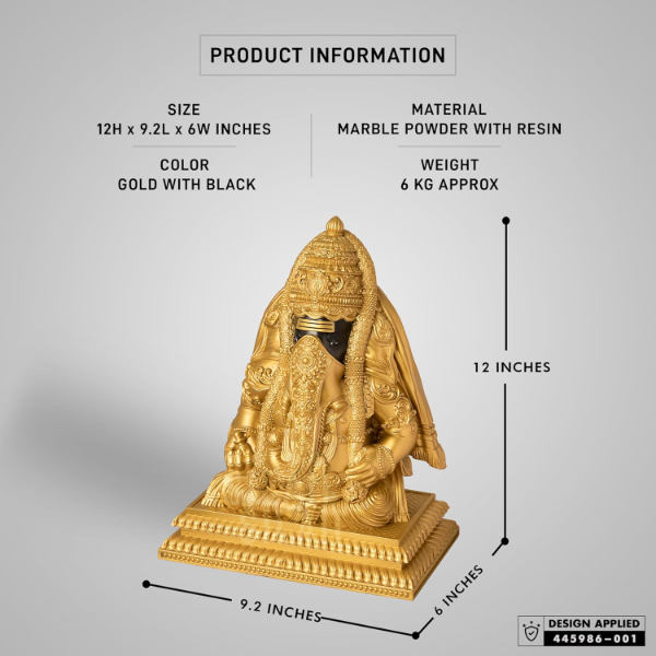 SILAII Pillayarpatti Karpaga Vinayagar Idol (6 Inches) – Sacred Gold Ganesha Murti Statue for Home Decor & Pooja Room | Wish-Granting Ganpati Showpiece for Housewarming & Spiritual Gifts - Image 2