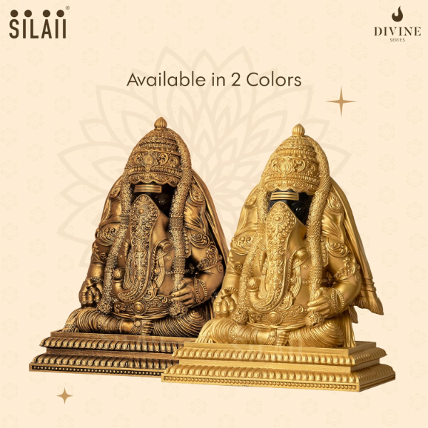 SILAII Pillayarpatti Karpaga Vinayagar Idol (6 Inches) – Sacred Gold Ganesha Murti Statue for Home Decor & Pooja Room | Wish-Granting Ganpati Showpiece for Housewarming & Spiritual Gifts - Image 3