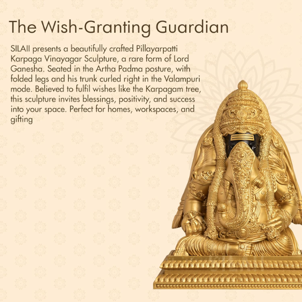 SILAII Pillayarpatti Karpaga Vinayagar Idol (6 Inches) – Sacred Gold Ganesha Murti Statue for Home Decor & Pooja Room | Wish-Granting Ganpati Showpiece for Housewarming & Spiritual Gifts - Image 4