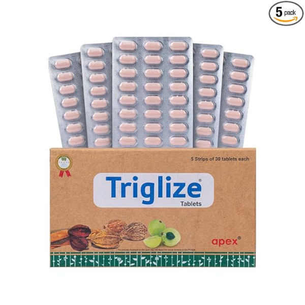 Advanced Lipid & Cholesterol Support - Triglize | 150 Ayurvedic Tablets | Helps Maintain Healthy Triglyceride Levels & Cardiovascular Function | Natural Antioxidant for Heart Health