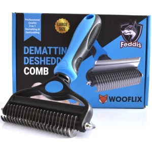 Wooflix Dual Head Pet Grooming Brush for Dogs & Cats | Deshedding & Dematting Comb with Stainless Steel Teeth