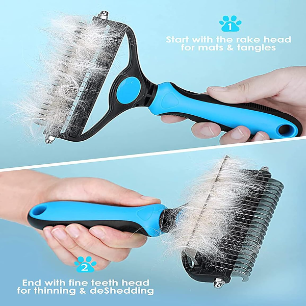 Wooflix Dual Head Pet Grooming Brush for Dogs & Cats | Deshedding & Dematting Comb with Stainless Steel Teeth - Image 3