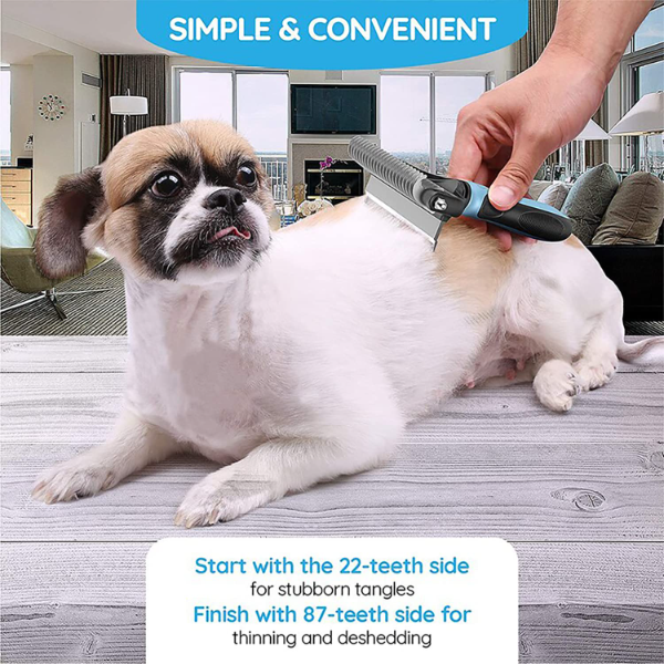 Wooflix Dual Head Pet Grooming Brush for Dogs & Cats | Deshedding & Dematting Comb with Stainless Steel Teeth - Image 4