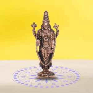 Handcrafted Copper Balaji Idol (2.25 Inch) – Antique Patina Finish Tirupati Balaji Statue for Home Mandir, Spiritual Décor & Gift Item
