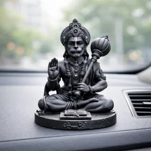 UNOVATE Lord Hanuman Idol for Car Dashboard, Home & Office Desk – Black Hanuman Murti for Pooja, Temple Decor, Spiritual Showpiece, Festivals & Gift Item