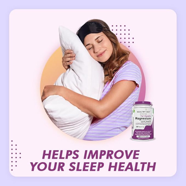 HealthyHey Nutrition Magnesium Glycinate | High Absorption Supplement for Sleep, Muscle Cramps & Nerve Health | 120 Veg Capsules - Image 3