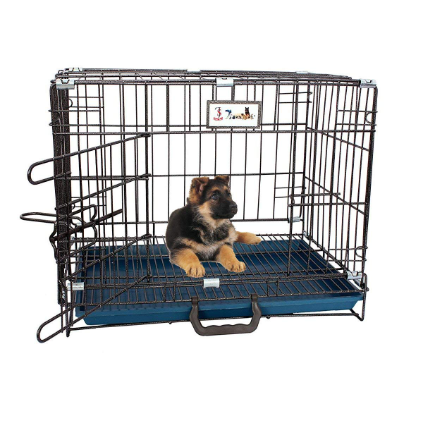 Jainsons Heavy-Duty Metal Pet Crate – Strong Cage for Dogs, Puppies, Cats, Kittens, Rabbits & Guinea Pigs (Extra Small, 18 Inch / 1.5 Ft, Black)