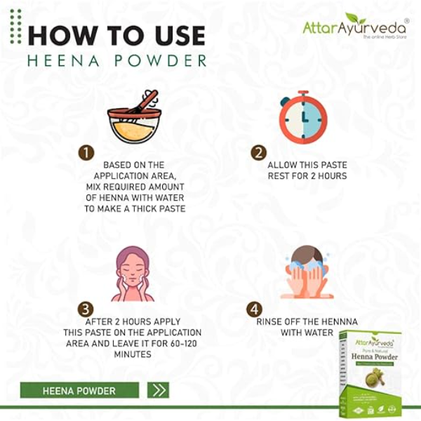 Attar Ayurveda Natural Henna Powder (200g) – Pure Rajasthani Mehendi for Hair Growth & Conditioning | 100% Organic, Chemical-Free Hair Color | Lab Tested - Image 4