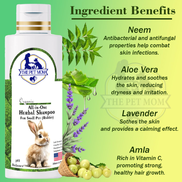 Herbal Small Pet Shampoo – 200ml for Rabbits & Small Animals, Deep Cleansing, Fur Conditioning, Hair Fall Control, Tick & Flea Protection, Soothes Itch, Strengthens & Adds Shine for a Healthy Coat - Image 3