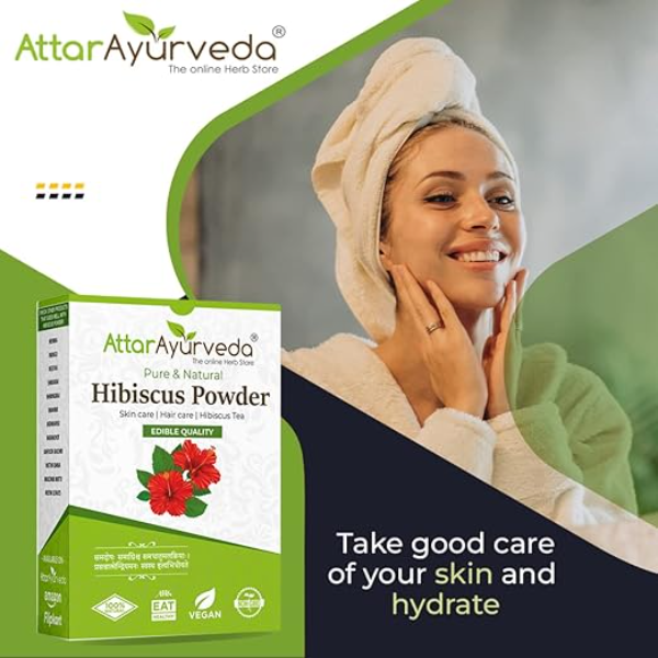 Attar Ayurveda Pure Hibiscus Powder (100g) – Edible & Topical Grade | 100% Natural Gudhal Flower for Hair Growth, Glowing Skin & Herbal Tea | No Preservatives - Image 3