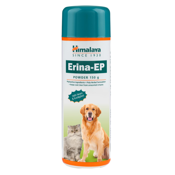 Himalaya Erina-EP 150g Flea & Tick Powder for Dogs & Cats – Natural Neem & Eucalyptus Formula for Skin Health & Pet Hygiene