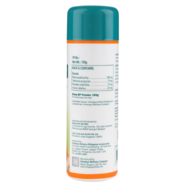 Himalaya Erina-EP 150g Flea & Tick Powder for Dogs & Cats – Natural Neem & Eucalyptus Formula for Skin Health & Pet Hygiene - Image 2