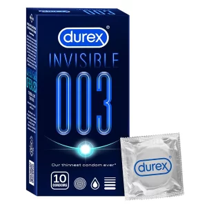 Durex Invisible 003 Condoms 10 Count – Ultra Sensitive Micro-Thin Condoms for Natural Intimacy (Pack of -2)