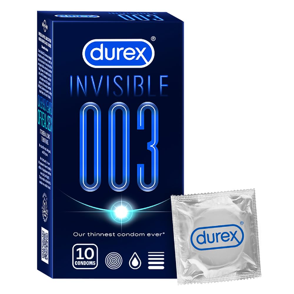 Durex Invisible 003 Condoms 10 Count – Ultra Sensitive Micro-Thin Condoms for Natural Intimacy (Pack of -2)