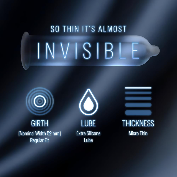 Durex Invisible 003 Condoms 10 Count – Ultra Sensitive Micro-Thin Condoms for Natural Intimacy (Pack of -2) - Image 2