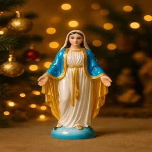 Immaculate Mother Mary Devotional Idol – Christmas Crib & Prayer Statue, Christian Home Decor Showpiece for Car Dashboard, Meditation & Spiritual Worship