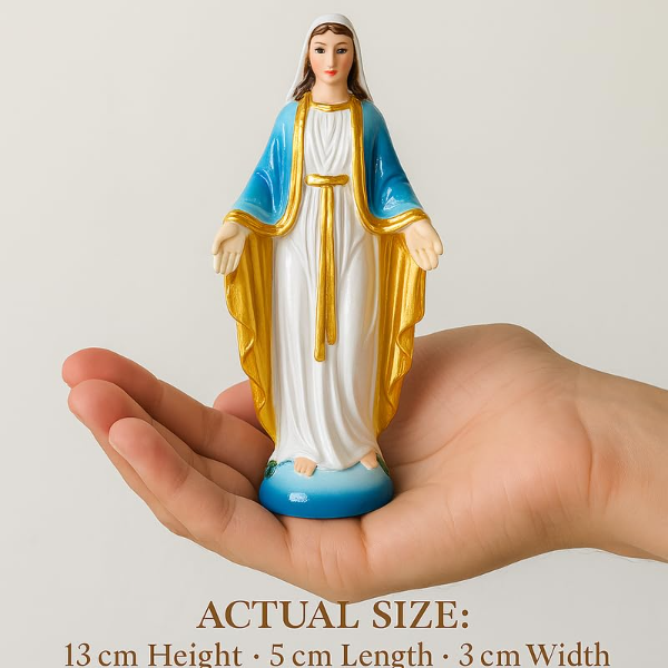 Immaculate Mother Mary Devotional Idol – Christmas Crib & Prayer Statue, Christian Home Decor Showpiece for Car Dashboard, Meditation & Spiritual Worship - Image 3