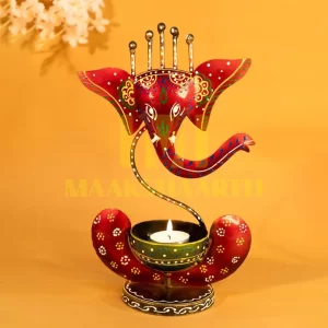 Red Iron Showpiece Figurine – Elegant Home Décor Item for Living Room, Pooja Room & Diwali Gift Decoration