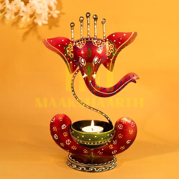 Red Iron Showpiece Figurine – Elegant Home Décor Item for Living Room, Pooja Room & Diwali Gift Decoration