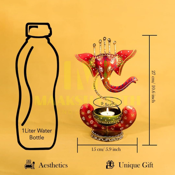 Red Iron Showpiece Figurine – Elegant Home Décor Item for Living Room, Pooja Room & Diwali Gift Decoration - Image 2