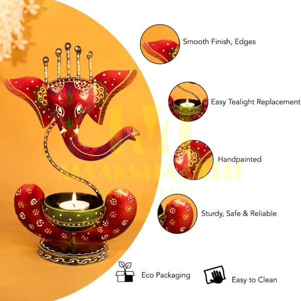 Red Iron Showpiece Figurine – Elegant Home Décor Item for Living Room, Pooja Room & Diwali Gift Decoration - Image 3
