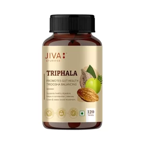 Jiva Triphala Tablets (120 Tablets) | 100% Ayurvedic Formula for Digestion, Gut Health & Constipation Relief | Supports Eye Health & Hair Growth | Tridosha Balance