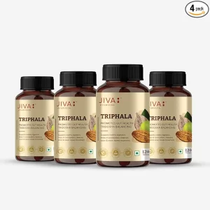 Jiva Triphala Tablets 500mg (Pack of 4) | 480 Tablets Total | 100% Ayurvedic Formula for Digestion, Gut Health & Constipation Relief | Supports Eye & Hair Health | Tridosha Balance