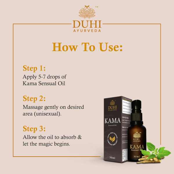 Kama Sensual Oil by Duhi Ayurveda – Natural Ayurvedic Intimacy Massage Oil for Men & Women to Enhance Desire & Deepen Connection - Image 3