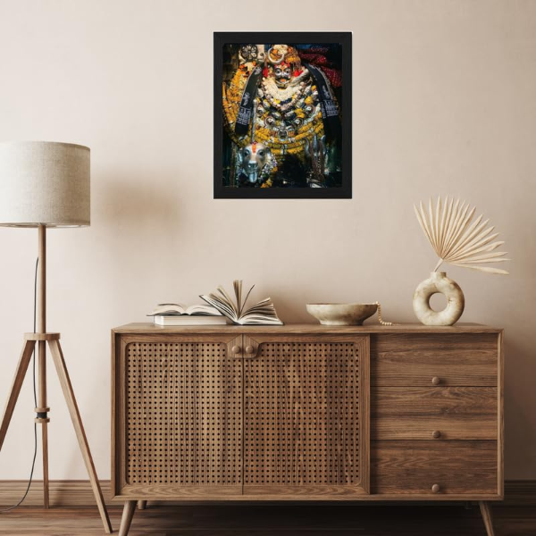 Kal Bhairav Ji Temple Photo Frame 8x10 Inch – Sacred Idol Image with Floral Decoration | Premium Synthetic Wood Wall Frame for Home Temple & Pooja Room | Devotional Hindu Gift Item - Image 2