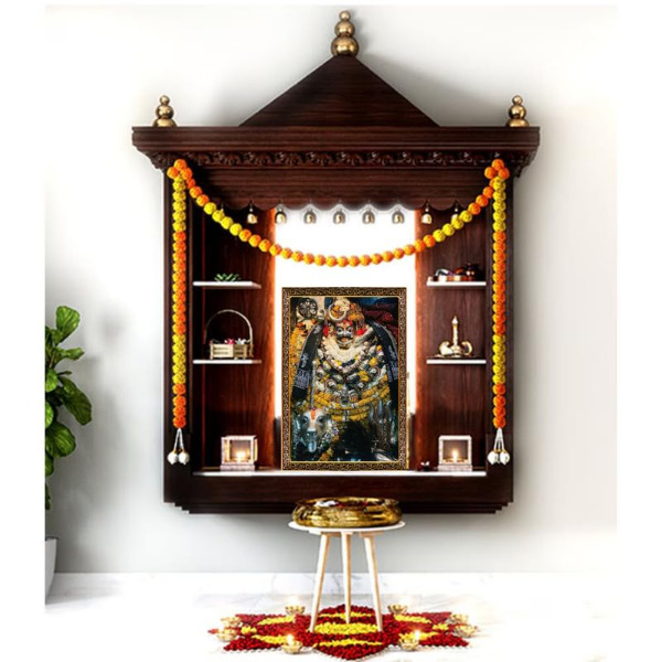 Kal Bhairav Ji Temple Photo Frame 8x10 Inch – Sacred Idol Image with Floral Decoration | Premium Synthetic Wood Wall Frame for Home Temple & Pooja Room | Devotional Hindu Gift Item - Image 4