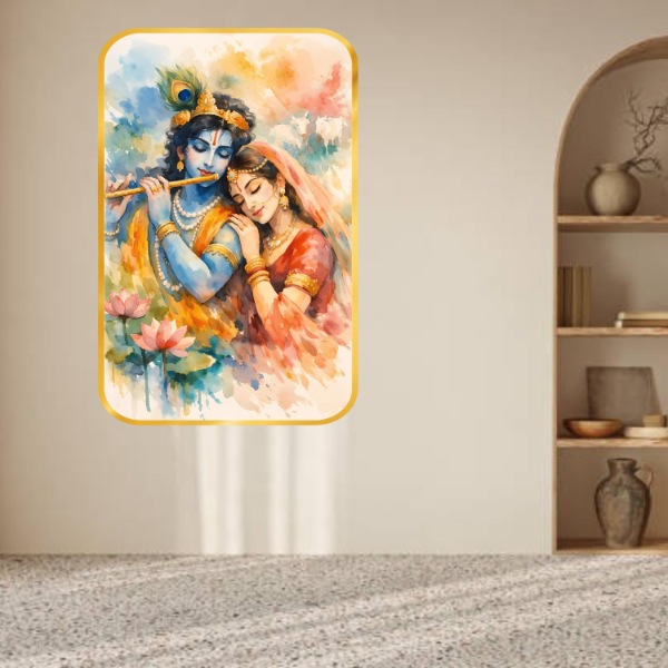 KamlaArt Radha Krishna Framed Wall Painting (18x12 Inches) – Elegant Spiritual Wall Art for Home & Office Décor, Perfect for Living Room & Diwali Decoration - Image 4