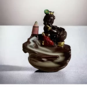 Lord Kanha Ji Makhan Backflow Smoke Fountain Incense Holder – 101 Cones Decorative Showpiece for Home, Office Desk & Living Room Décor, Spiritual Gift Item & Meditation Aroma Burner