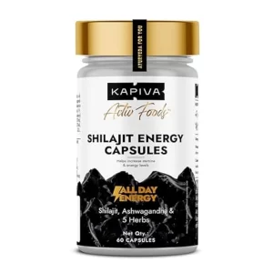 Kapiva Pure Shilajit Energy Capsules | with Ashwagandha, Gokshura & 25 Multivitamins for All Day Stamina | 60 Capsules